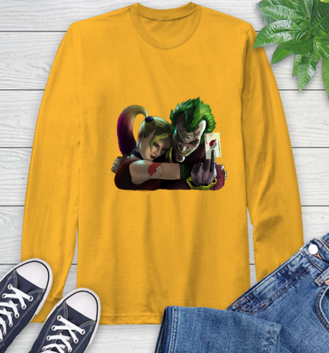 Portland Trail Blazers NBA Basketball Joker Harley Quinn Suicide Squad Long Sleeve T-Shirt - Image 4
