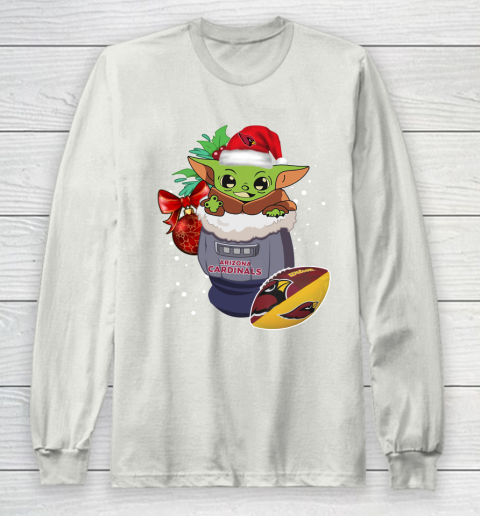 Arizona Cardinals Christmas Baby Yoda Star Wars Funny Happy NFL Long Sleeve T-Shirt 12