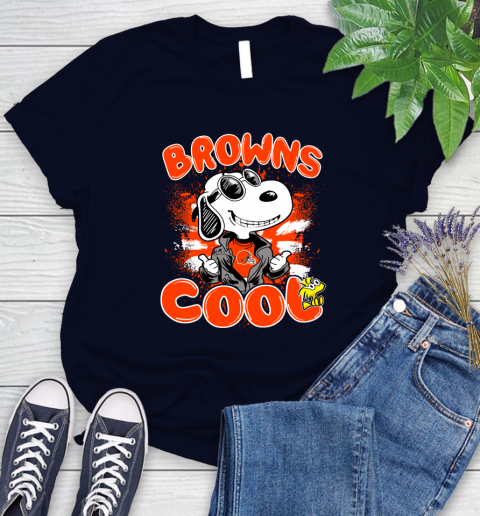 NFL Football Cleveland Browns Cool Snoopy Shirt Women's T-Shirt 3 NFL Football Cleveland Browns Cool Snoopy Shirt Women's T-Shirt - Image 3