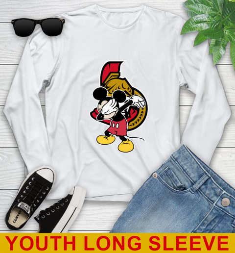 Ottawa Senators NHL Hockey Dabbing Mickey Disney Sports Youth Long Sleeve