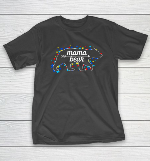 Womens Mama Bear Autism Awareness T-Shirt