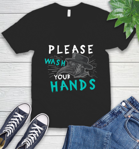 Nurse Shirt Washing Hands Please Wash Your Hand Plague Hygiene T Shirt V-Neck T-Shirt