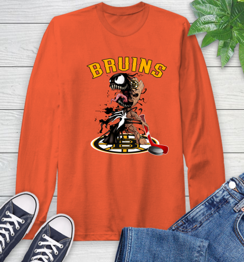 NHL Boston Bruins Hockey Venom Groot Guardians Of The Galaxy Long Sleeve T-Shirt 5