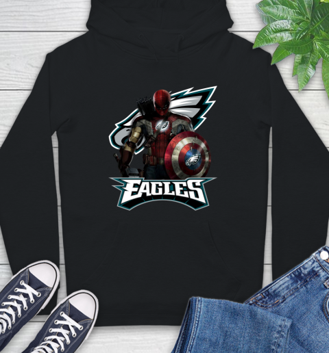 NFL Captain America Thor Spider Man Hawkeye Avengers Endgame Football Philadelphia Eagles Hoodie 2