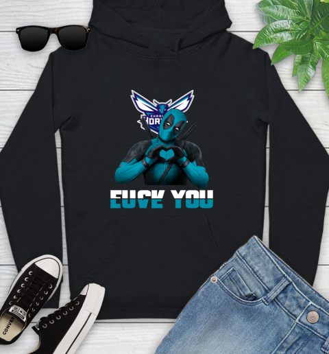 NBA Charlotte Hornets Deadpool Love You Fuck You Basketball Sports Youth Hoodie