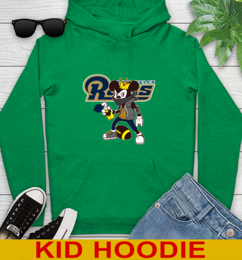 Los Angeles Rams NFL Football Mickey Peace Sign Sports Youth Hoodie - Image 9