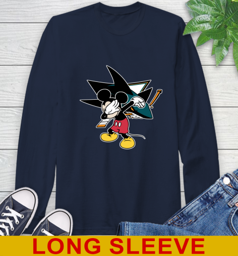 San Jose Sharks NHL Hockey Dabbing Mickey Disney Sports Long Sleeve T-Shirt 4
