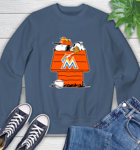 MLB Miami Marlins Snoopy Woodstock The Peanuts Movie Baseball T Shirt Sweatshirt 7