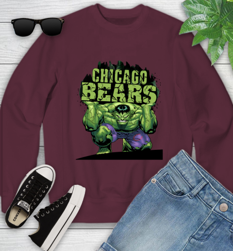 Chicago Bears NFL Football Incredible Hulk Marvel Avengers Sports Youth Sweatshirt - Image 6