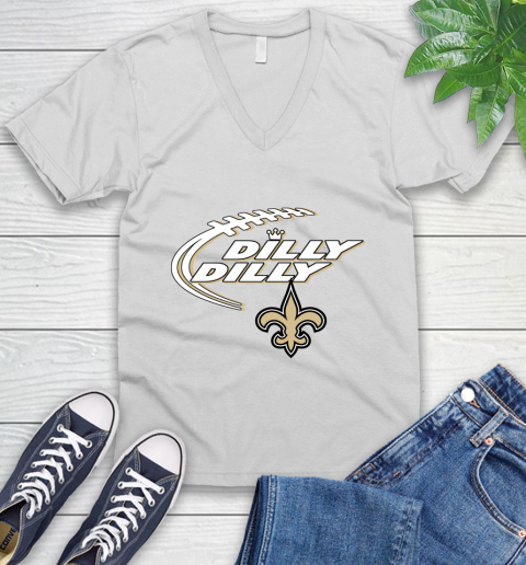 NFL New Orleans Saints Dilly Dilly Football Sports V-Neck T-Shirt