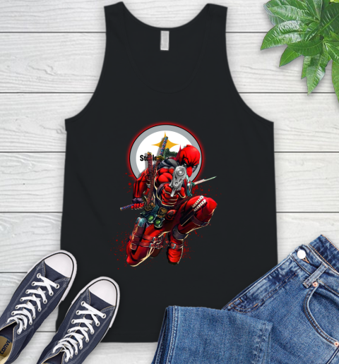 NFL Deadpool Marvel Comics Sports Football Pittsburgh Steelers Tank Top 2