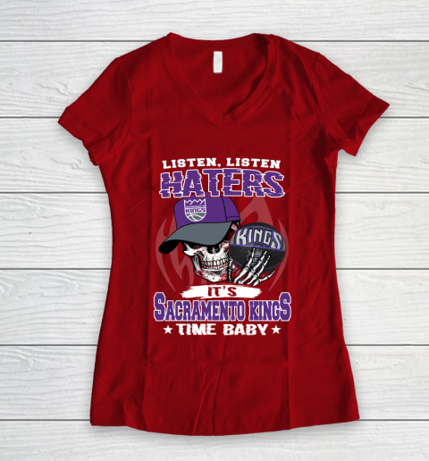 Listen Haters It is KINGS Time Baby NBA Women's V-Neck T-Shirt 8