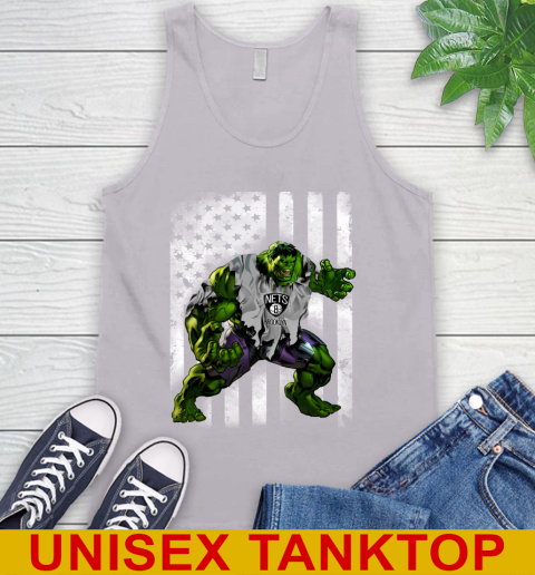 Brooklyn Nets Hulk Marvel Avengers NBA Basketball American Flag Tank Top - Image 4