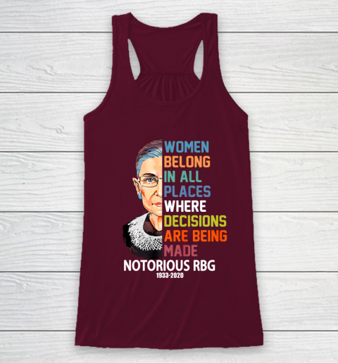 Notorious RBG 1933  2020 Women Belong In All Places Ruth Bader Ginsburg Racerback Tank 2