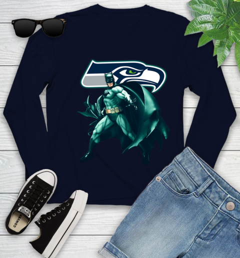 NFL Batman Football Sports Seattle Seahawks Youth Long Sleeve 3