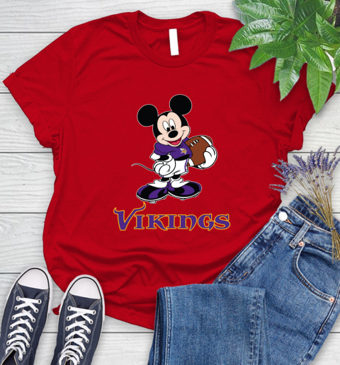 NFL Football Minnesota Vikings Cheerful Mickey Mouse Shirt Women's T-Shirt 11