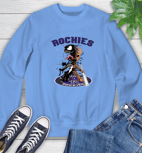 MLB Colorado Rockies Baseball Venom Groot Guardians Of The Galaxy Sweatshirt 11