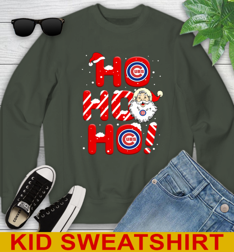 Chicago Cubs MLB Baseball Ho Ho Ho Santa Claus Merry Christmas Shirt Youth Sweatshirt 8