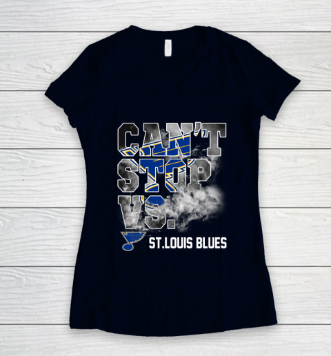 NHL St.Louis Blues Hockey Can't Stop Vs Women's V-Neck T-Shirt 2