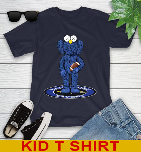 NFL Football Baltimore Ravens Kaws Bff Blue Figure Shirt Youth T-Shirt 4 NFL Football Baltimore Ravens Kaws Bff Blue Figure Shirt Youth T-Shirt - Image 4