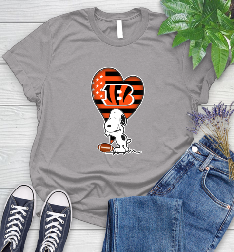 Cincinnati Bengals NFL Football The Peanuts Movie Adorable Snoopy Women's T-Shirt 5