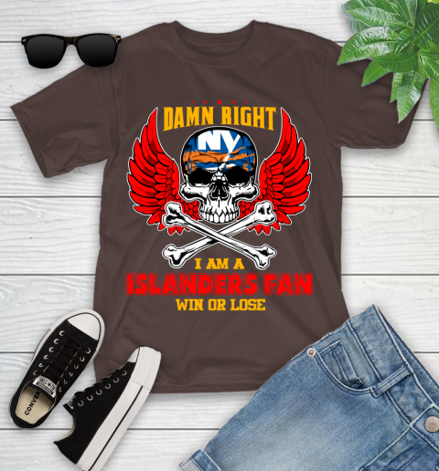 NHL Damn Right I Am A New York Islanders Win Or Lose Skull Hockey Sports Youth T-Shirt 7