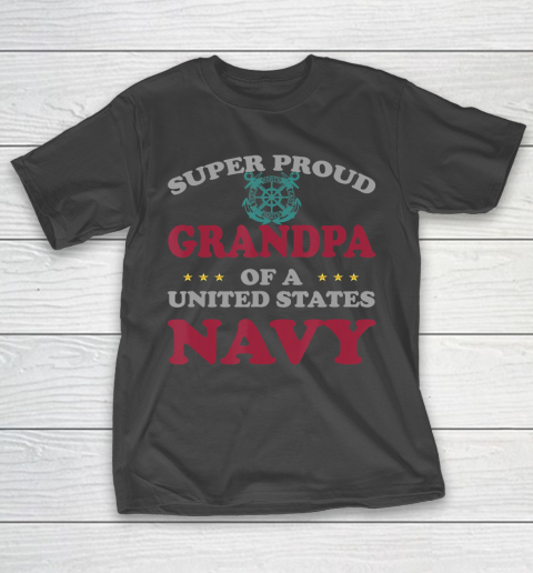 GrandFather gift shirt Vintage Veteran Super Proud Grandpa of a United States Navy T Shirt T-Shirt
