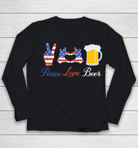 Beer Lover Funny Shirt Peace Love Beer Youth Long Sleeve