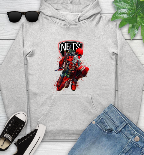 NBA Deadpool Marvel Comics Sports Basketball Brooklyn Nets Youth Hoodie