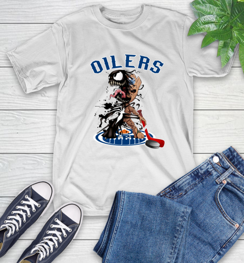 NHL Edmonton Oilers Hockey Venom Groot Guardians Of The Galaxy T-Shirt NHL Edmonton Oilers Hockey Venom Groot Guardians Of The Galaxy T-Shirt