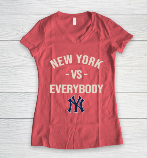 New York Yankees Vs Everybody Women's V-Neck T-Shirt 4