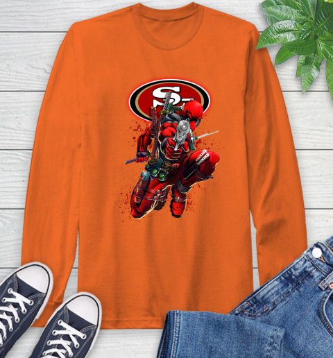 NFL Deadpool Marvel Comics Sports Football San Francisco 49ers Long Sleeve T-Shirt 5