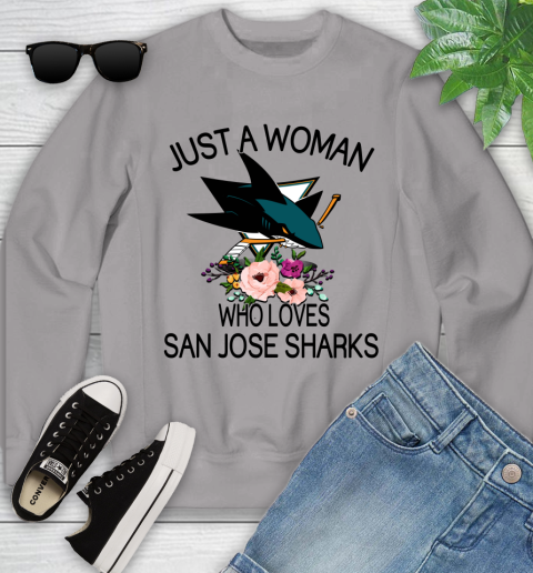 NHL Just A Woman Who Loves San Jose Sharks Hockey Sports Youth Sweatshirt 2