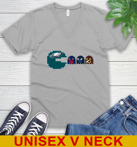 Philadelphia Eagles NFL Football Pac Man Champion V-Neck T-Shirt 5 Philadelphia Eagles NFL Football Pac Man Champion V-Neck T-Shirt - Image 5