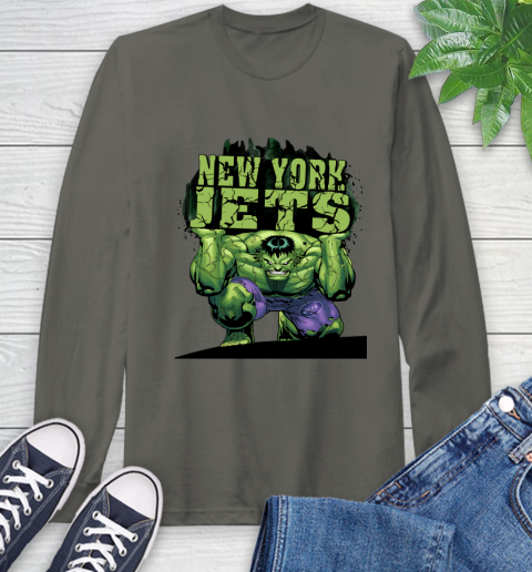 New York Jets NFL Football Incredible Hulk Marvel Avengers Sports Long Sleeve T-Shirt 8