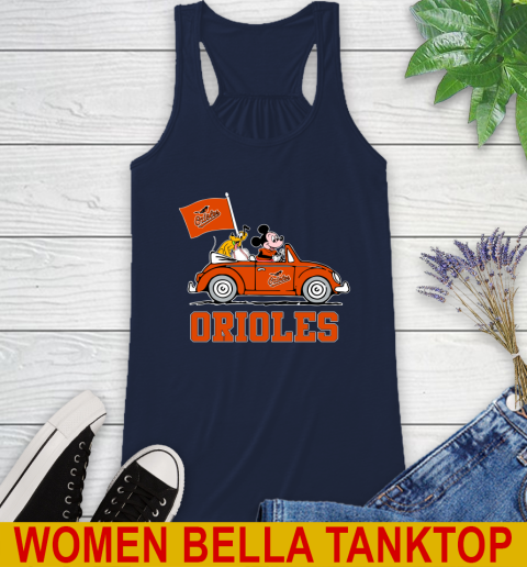 MLB Baseball Baltimore Orioles Pluto Mickey Driving Disney Shirt Racerback Tank 11
