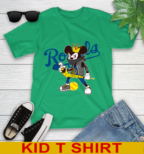 Kansas City Royals MLB Baseball Mickey Peace Sign Sports Youth T-Shirt 6