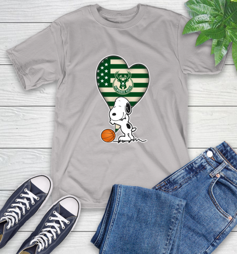 Milwaukee Bucks NBA Basketball The Peanuts Movie Adorable Snoopy T-Shirt 12