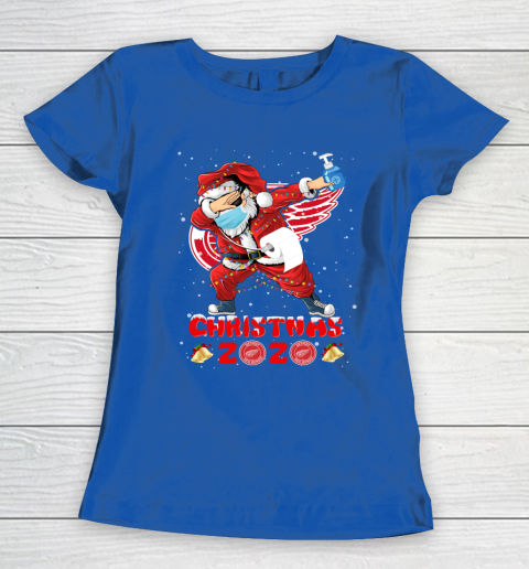 Detroit Red Wings Funny Santa Claus Dabbing Christmas 2020 NHL Women's T-Shirt 8
