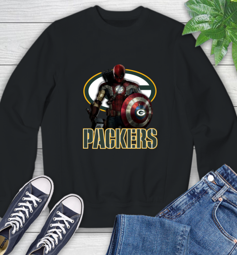 NFL Captain America Thor Spider Man Hawkeye Avengers Endgame Football Green Bay Packers Sweatshirt 2