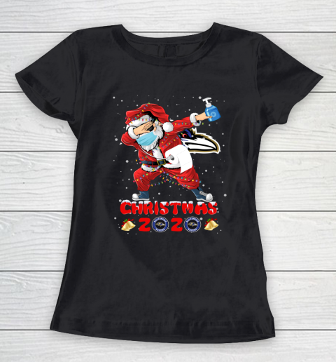 Baltimore Ravens Funny Santa Claus Dabbing Christmas 2020 NFL Women's T-Shirt