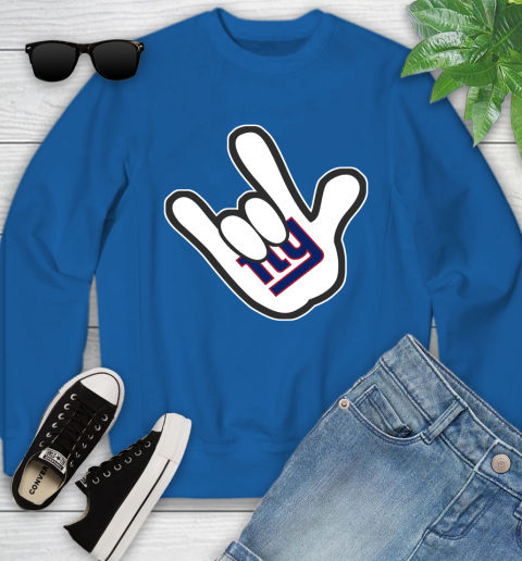 New York Giants NFL Football Mickey Rock Hand Disney Youth Sweatshirt 8