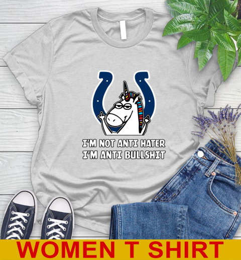 Indianapolis Colts NFL Football Unicorn I'm Not Anti Hater I'm Anti Bullshit Women's T-Shirt