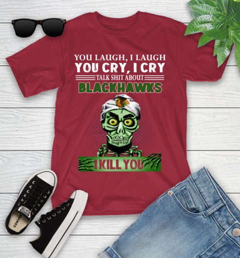 NHL Talk Shit About Chicago Blackhawks I Kill You Achmed The Dead Terrorist Jeffrey Dunham Hockey Youth T-Shirt 14