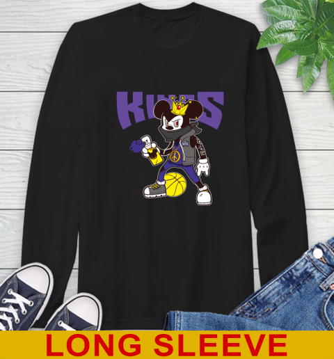 Sacramento Kings NBA Basketball Mickey Peace Sign Sports Long Sleeve T-Shirt 2