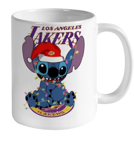 Los Angeles Lakers NBA noel stitch Basketball Christmas Ceramic Mug 11oz 2