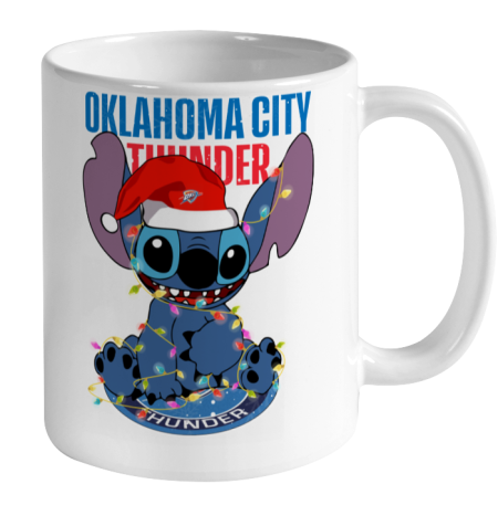 Oklahoma City Thunder NBA noel stitch Basketball Christmas Ceramic Mug 11oz 2
