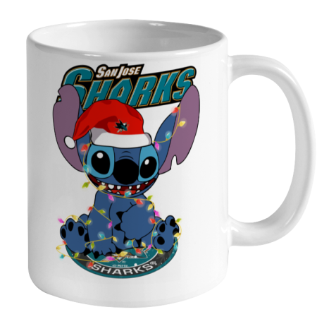 San Jose Sharks NHL Hockey noel stitch Christmas Ceramic Mug 11oz 2