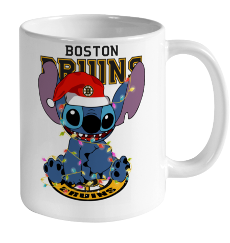 Boston Bruins NHL Hockey noel stitch Christmas Ceramic Mug 11oz 2