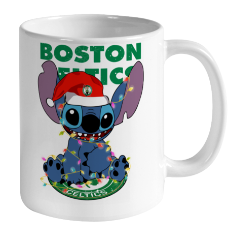 Boston Celtics NBA noel stitch Basketball Christmas Ceramic Mug 11oz 2